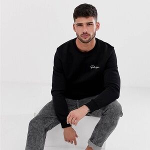 River Island Crewneck Sweater with Prolific Embroidery in Black
